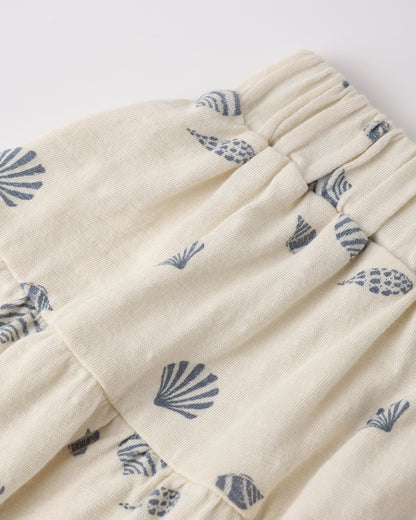 Tiered Midi Skirt Seashells