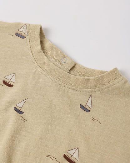 Relaxed Bubble Romper Sailboats