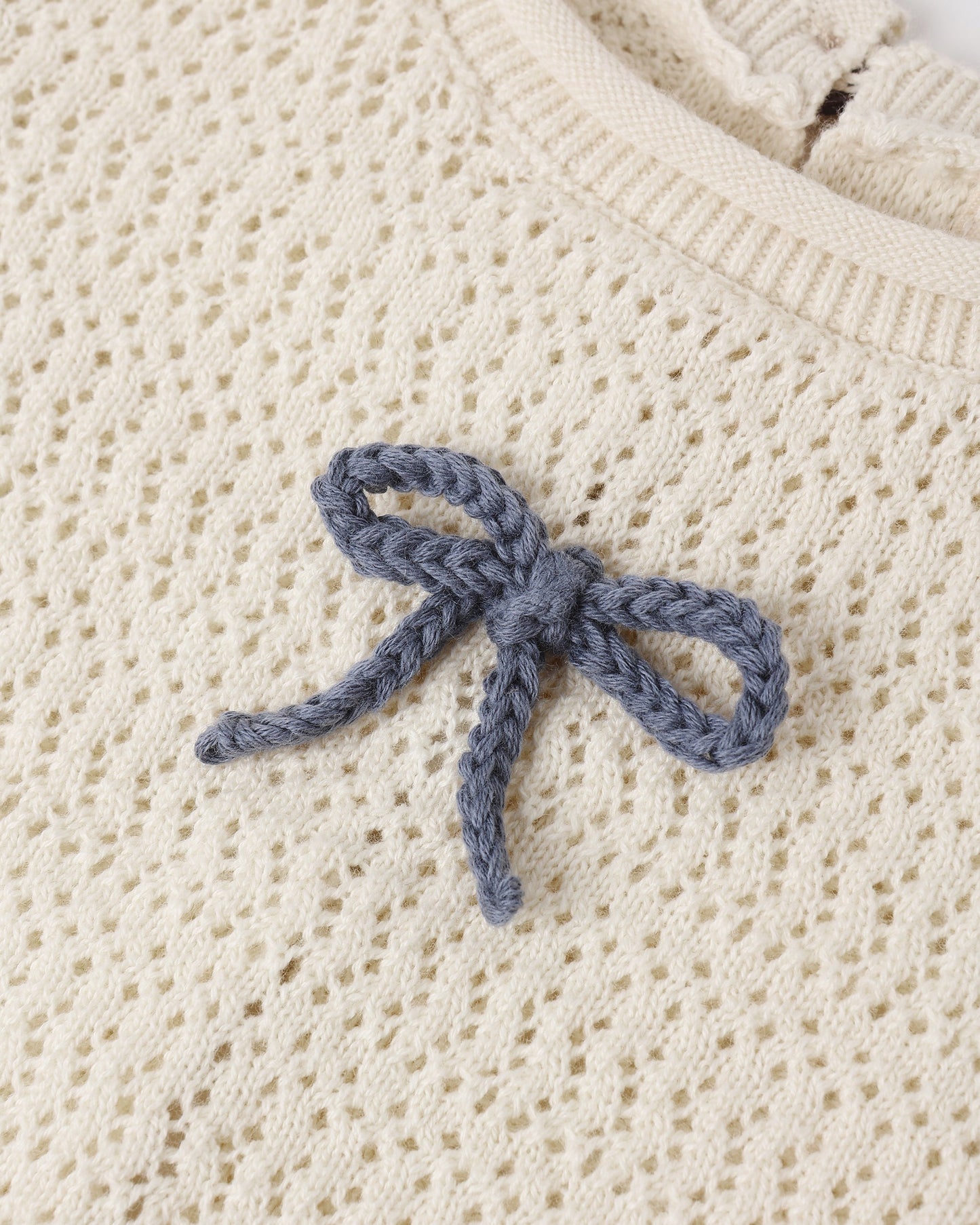Scallop Knit Baby Set Natural
