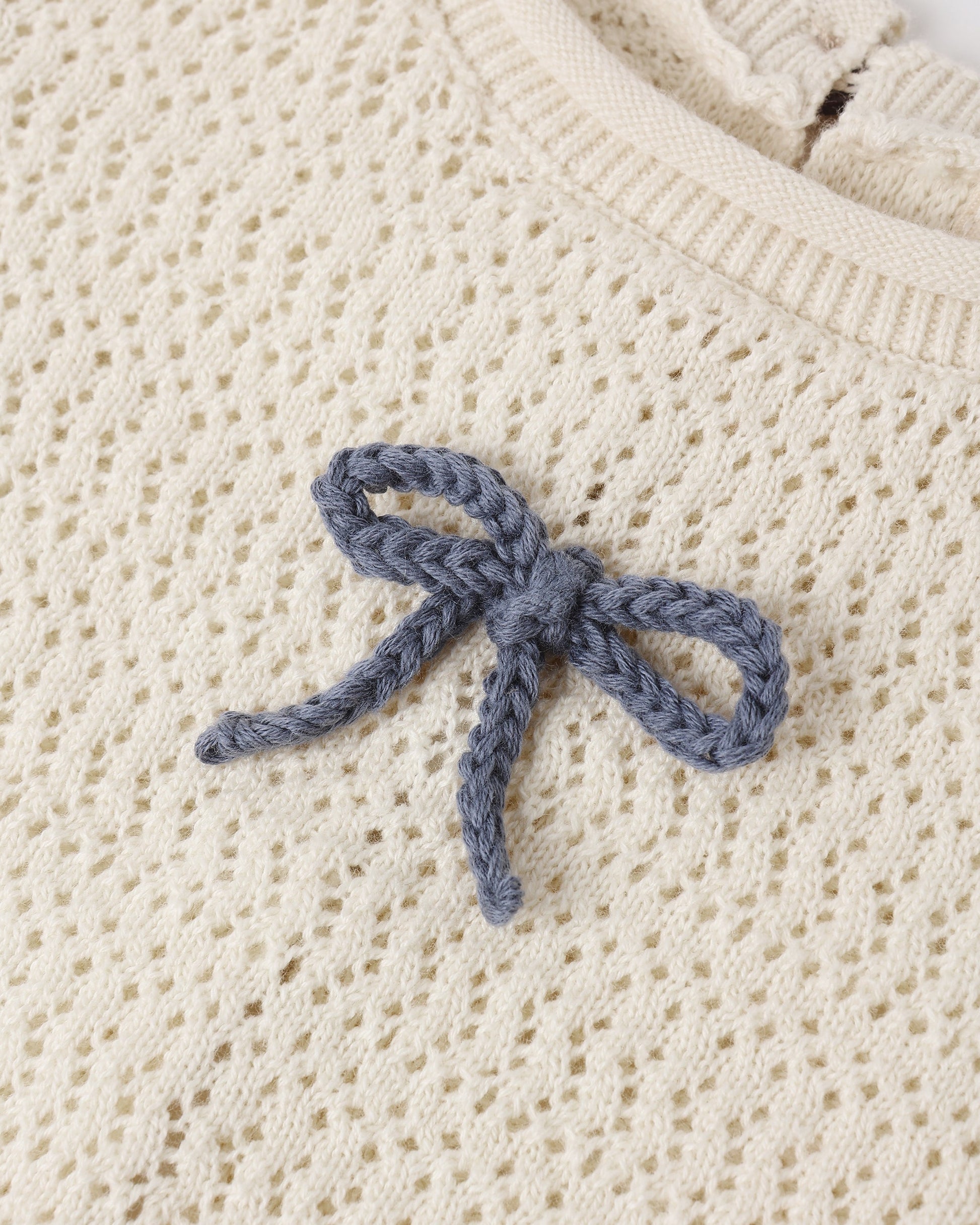 Scallop Knit Baby Set Natural