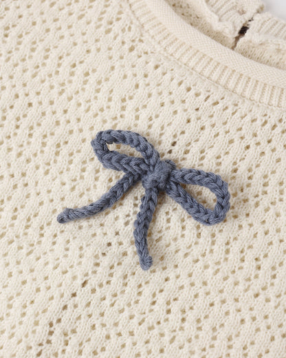 Scallop Knit Baby Set Natural