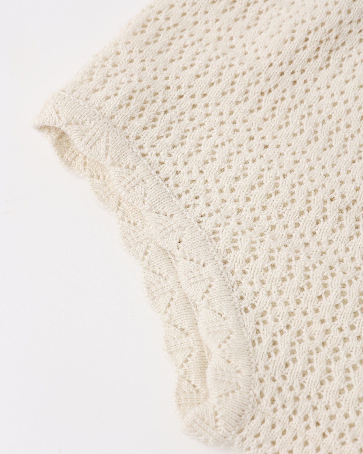 Scallop Knit Baby Set Natural