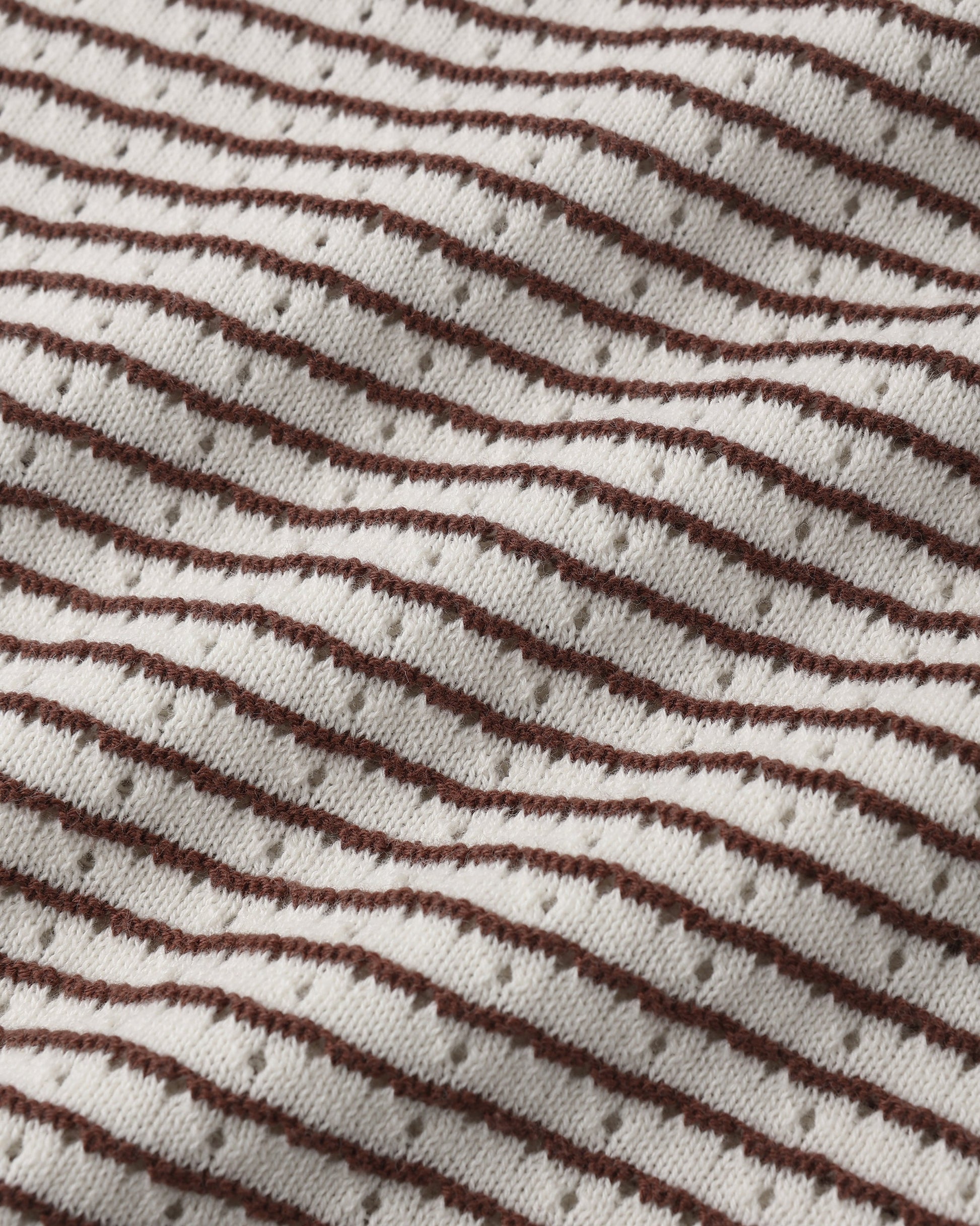 Boxy Crop Knit Tee Chocolate Stripe