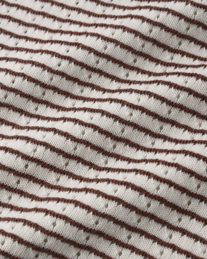 Boxy Crop Knit Tee Chocolate Stripe
