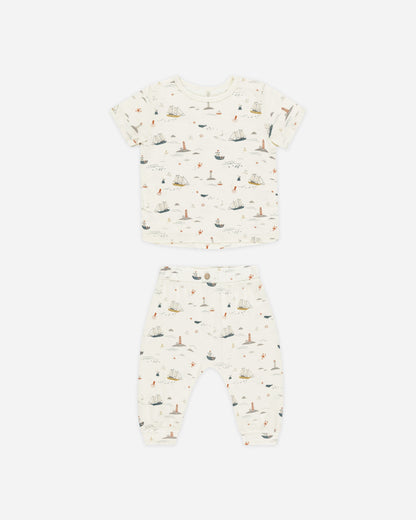 Tee + Slouch Pant Set Nautical