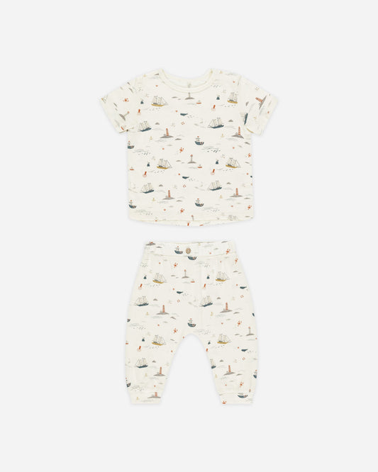 Tee + Slouch Pant Set Nautical