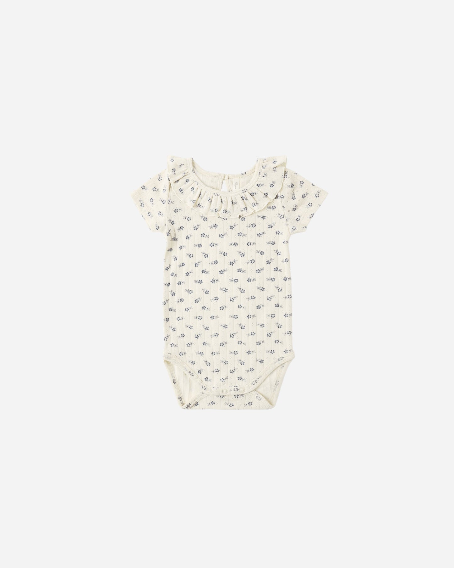 Ruffle Collar Bodysuit Blue Ditsy