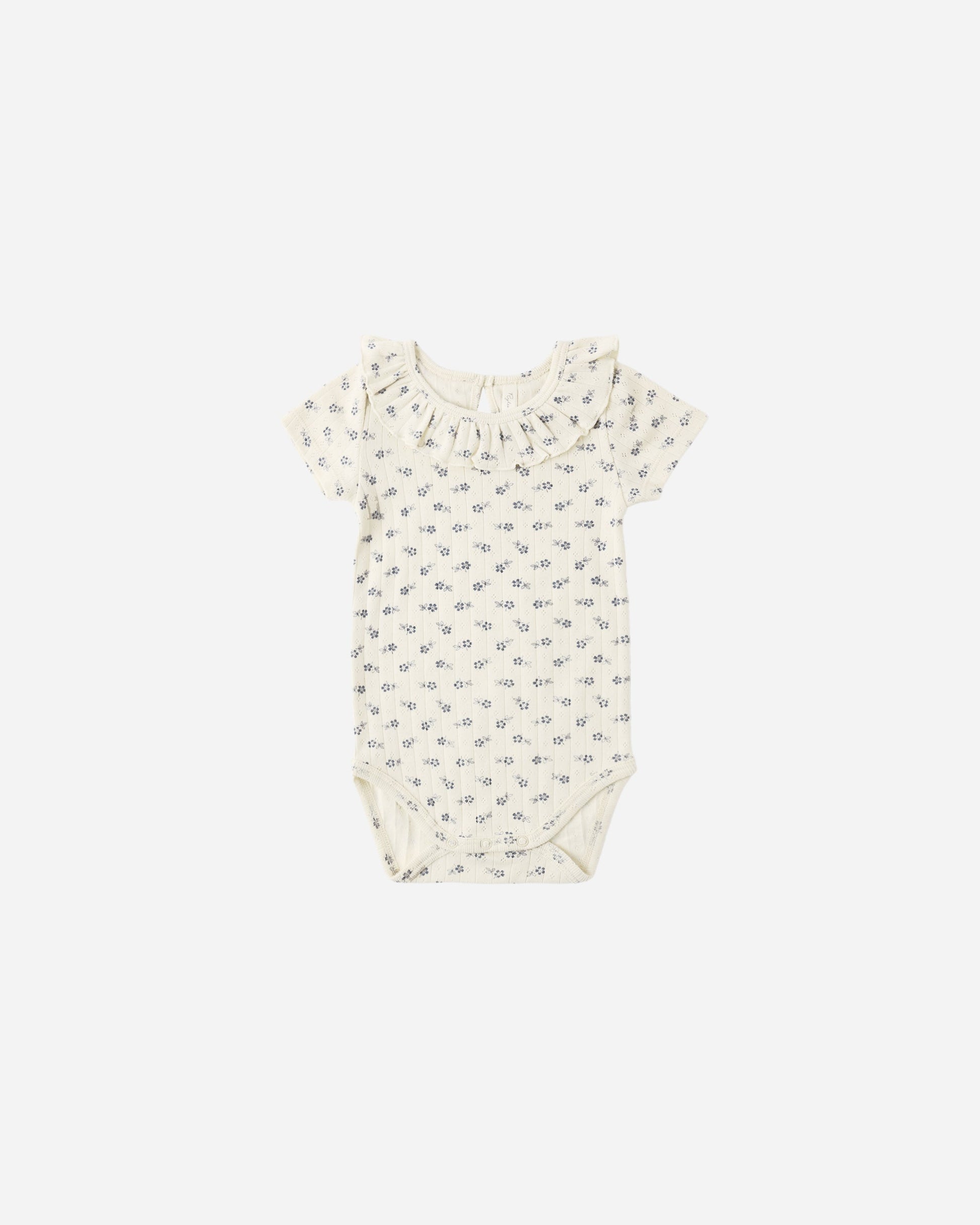 Ruffle Collar Bodysuit Blue Ditsy