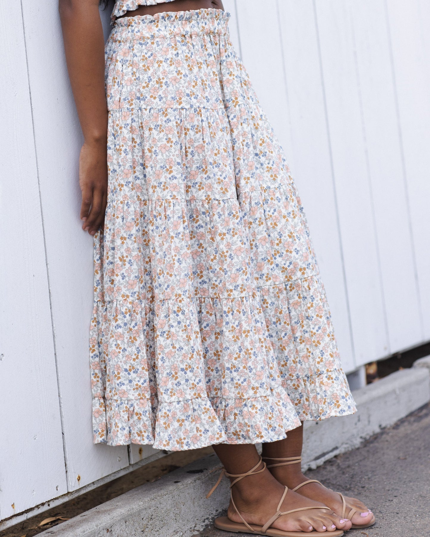 Teen Ruffle Tiered Maxi Skirt Flower Fields
