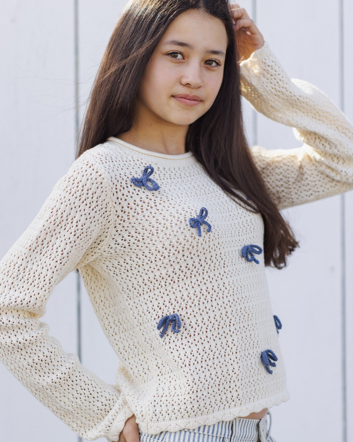 Teen Crochet Knit Pullover Bows