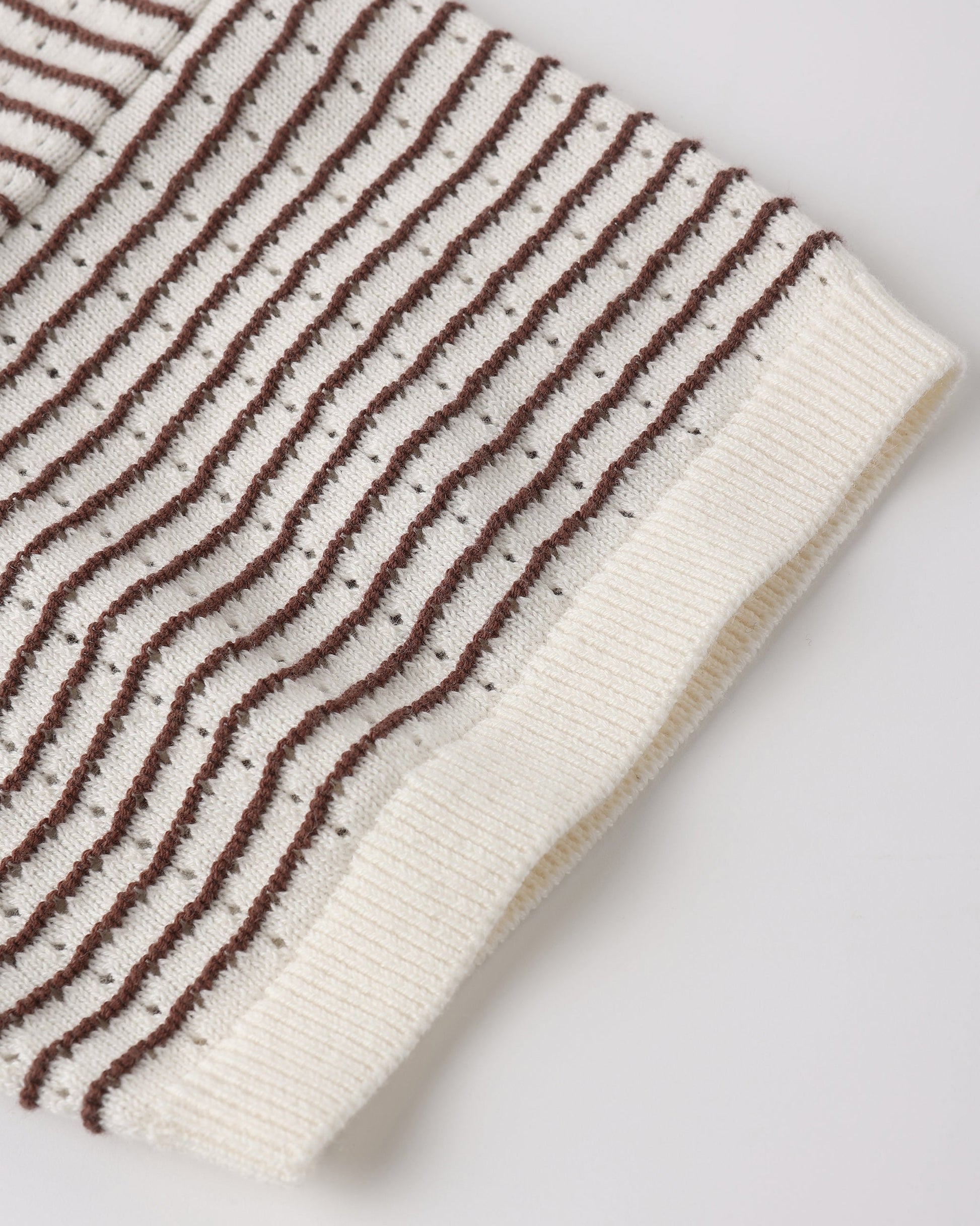 Teen Boxy Crop Knit Tee Chocolate Stripe