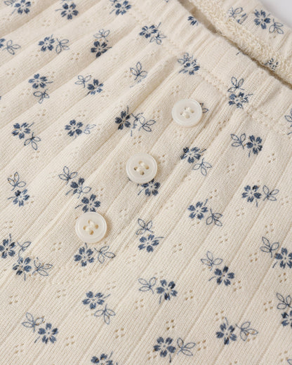 Teen Pointelle Lounge Set Blue Ditsy